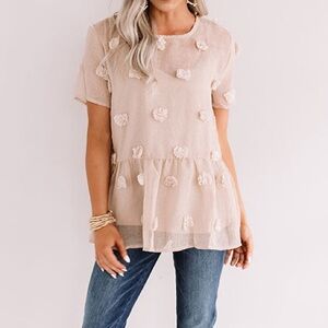 VICI Pom Pom Cream Blouse Size Small